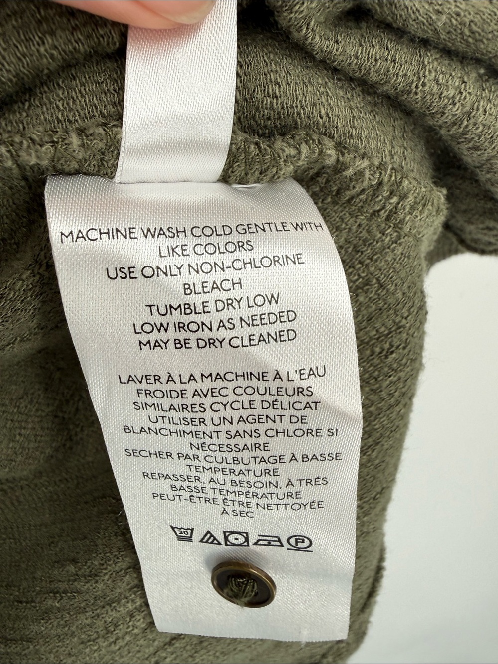 Anthropologie Pilcro Ruffle-Shoulder Henley Top in Olive Green Size L - Picture 9 of 13